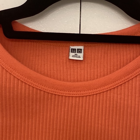Uniqlo Ribbed Crew Neck Short-Sleeve Cropped T-Shirt, Orange, XL - Picture 5 of 15